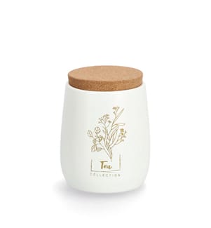 Boîte à provisions avec couvercle en liège Tea, 750 ml, métal - Blanc et brun