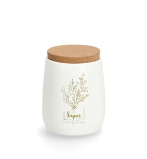 Boîte à provisions avec couvercle en liège Sugar, 750 ml, métal - Blanc et brun