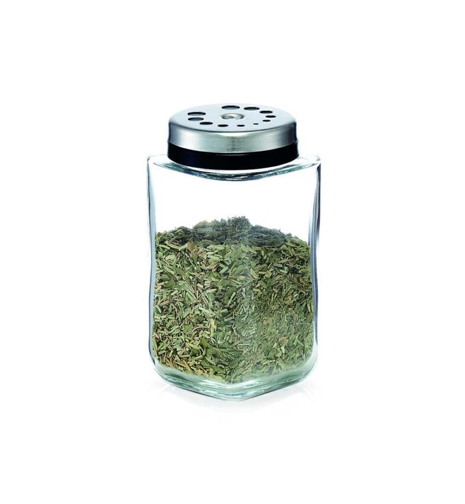 Spice shaker, glass/stainless steel - Silver plated