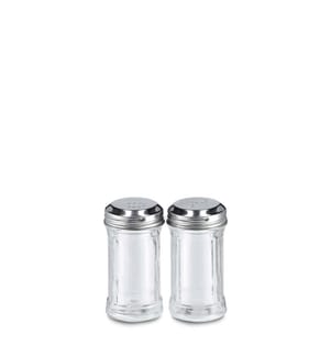 Salt / pepper shaker set, 2 pcs, glass / stainless steel - Transparent