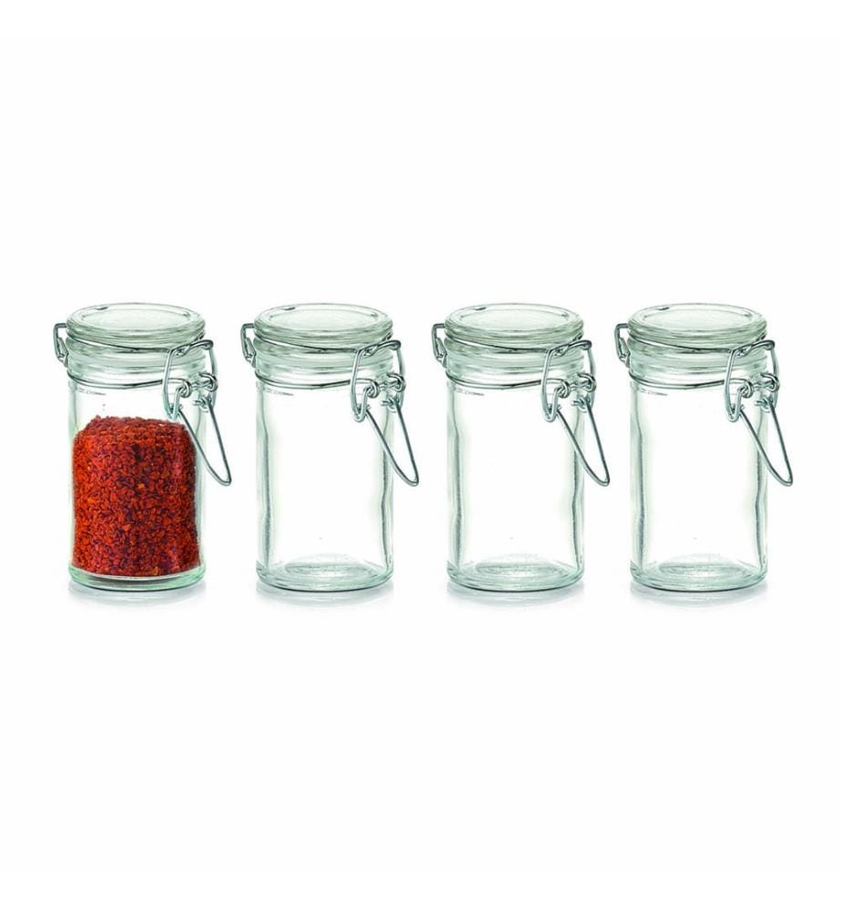 Set Of 4 Spice Jars With Flip Top - Clear