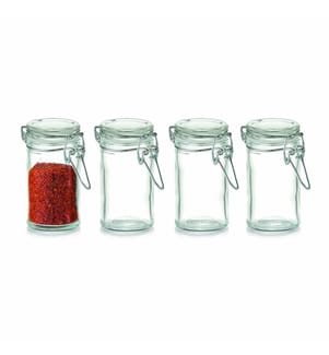 Set Of 4 Spice Jars With Flip Top - Clear