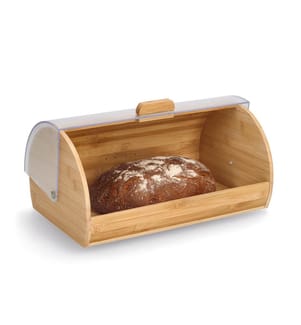 Bread bin, bamboo/plastic - transparent and brown