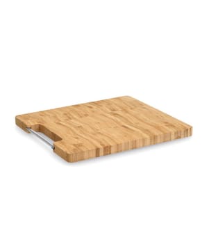 Cutting Board With Metal Handle Herringbone, Bamboo -Beige