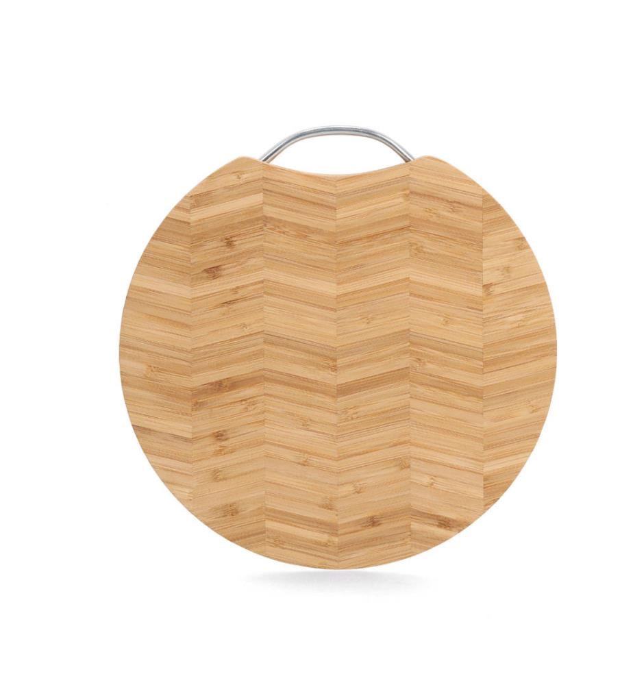 Cutting board with metal handle Herringbone, bamboo - brown