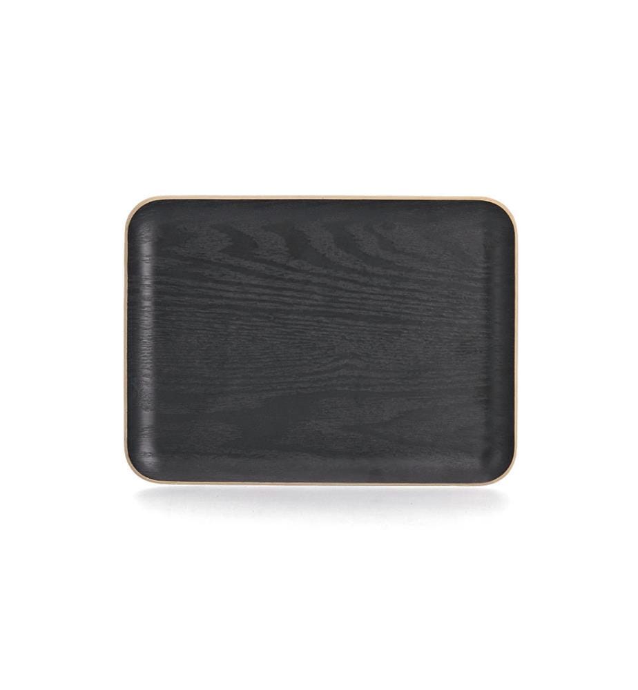 Serving tray, wood/woven veneer - black