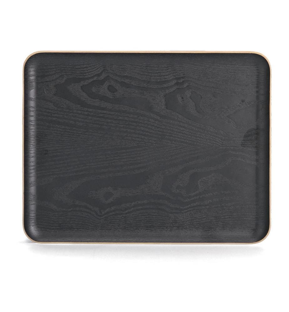 Serving tray, wood/woven veneer - black