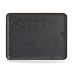 Serving tray, wood/woven veneer - black