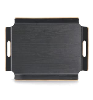 Serving tray, wood/woven veneer - black