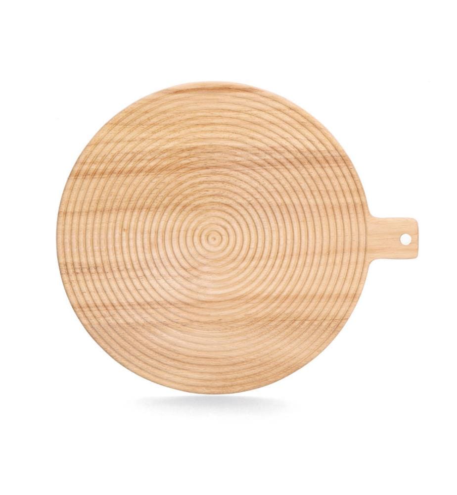 Cutting board with handle "Stripes", rubberwood - Brown