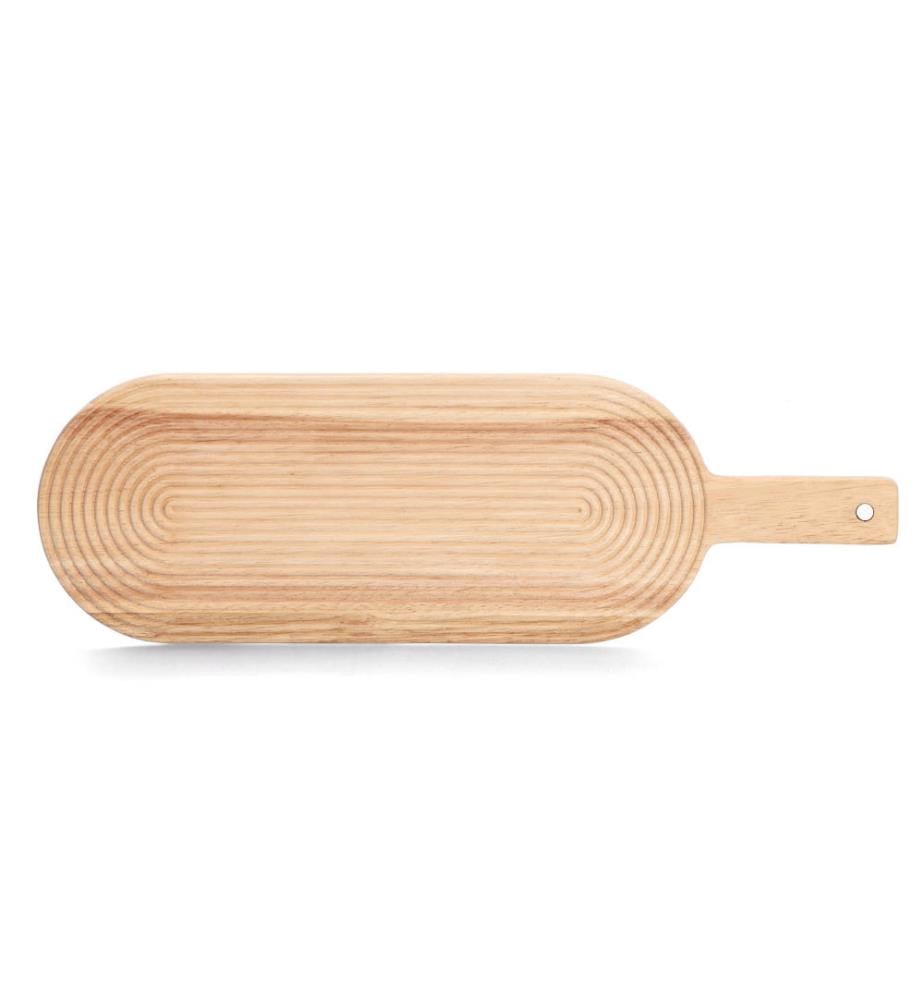 Cutting board with handle Stripes, rubberwood - Brown