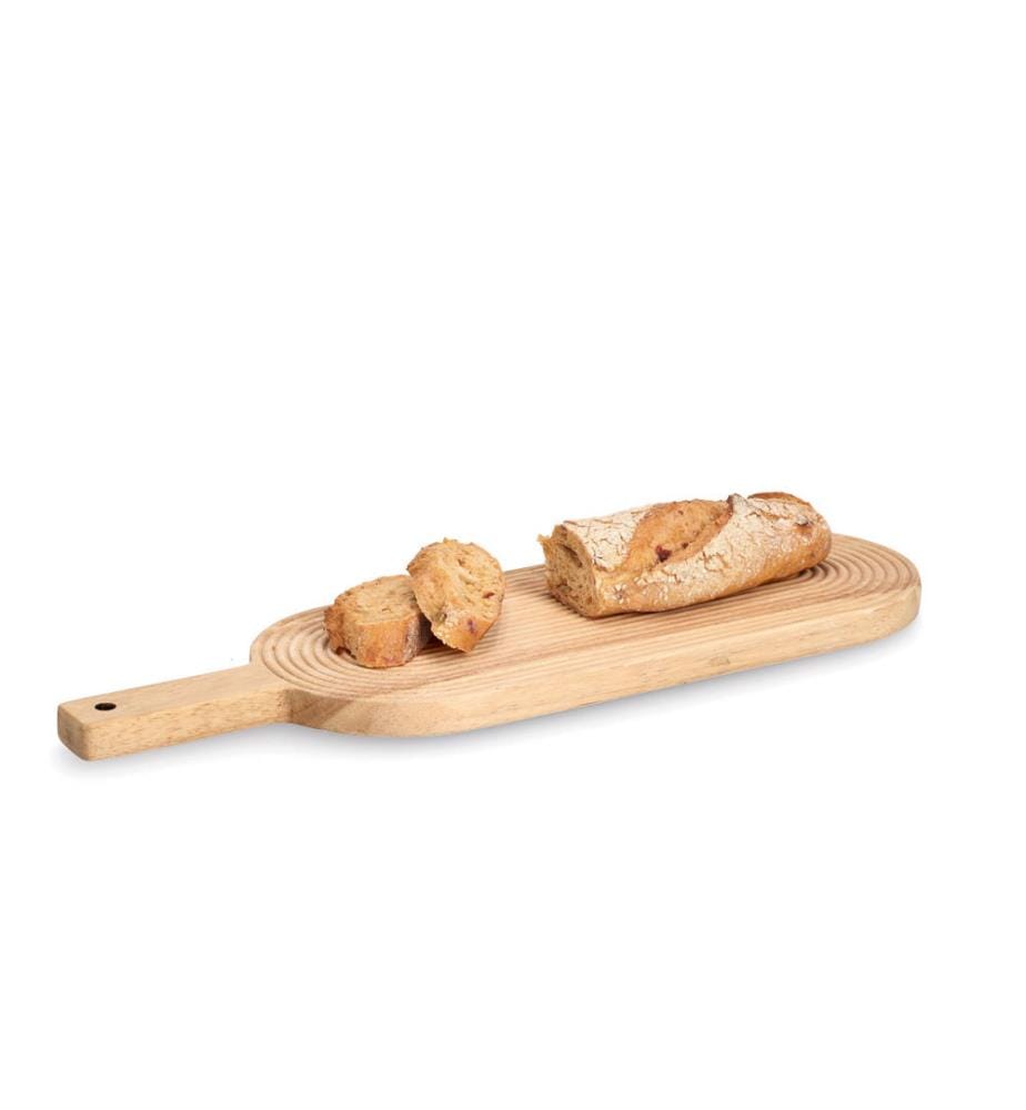 Cutting board with handle Stripes, rubberwood - Brown