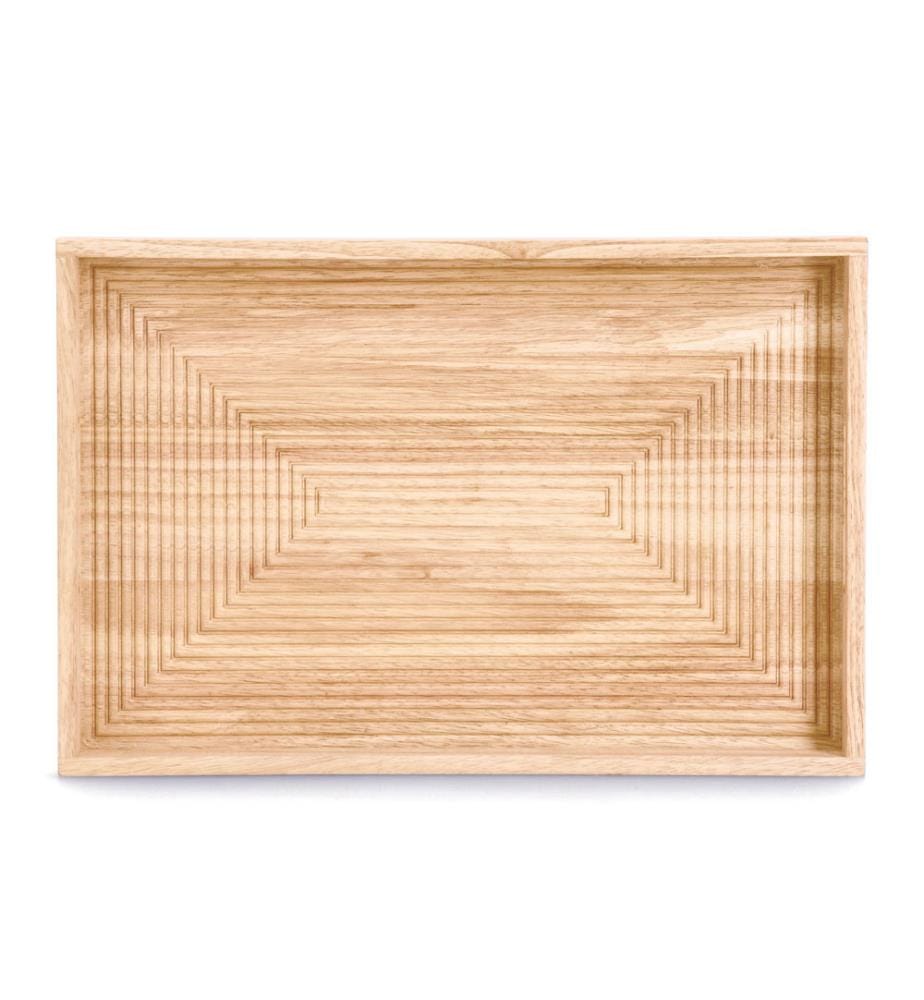 Plateau Stripes, hévéa - marron