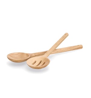 Stripes Salad Servers Set, 2-Piece, Rubber Tree - Beige