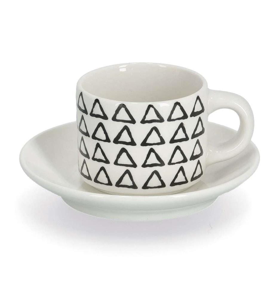 Espresso Set, 8 Pieces, Ceramic - Black and White