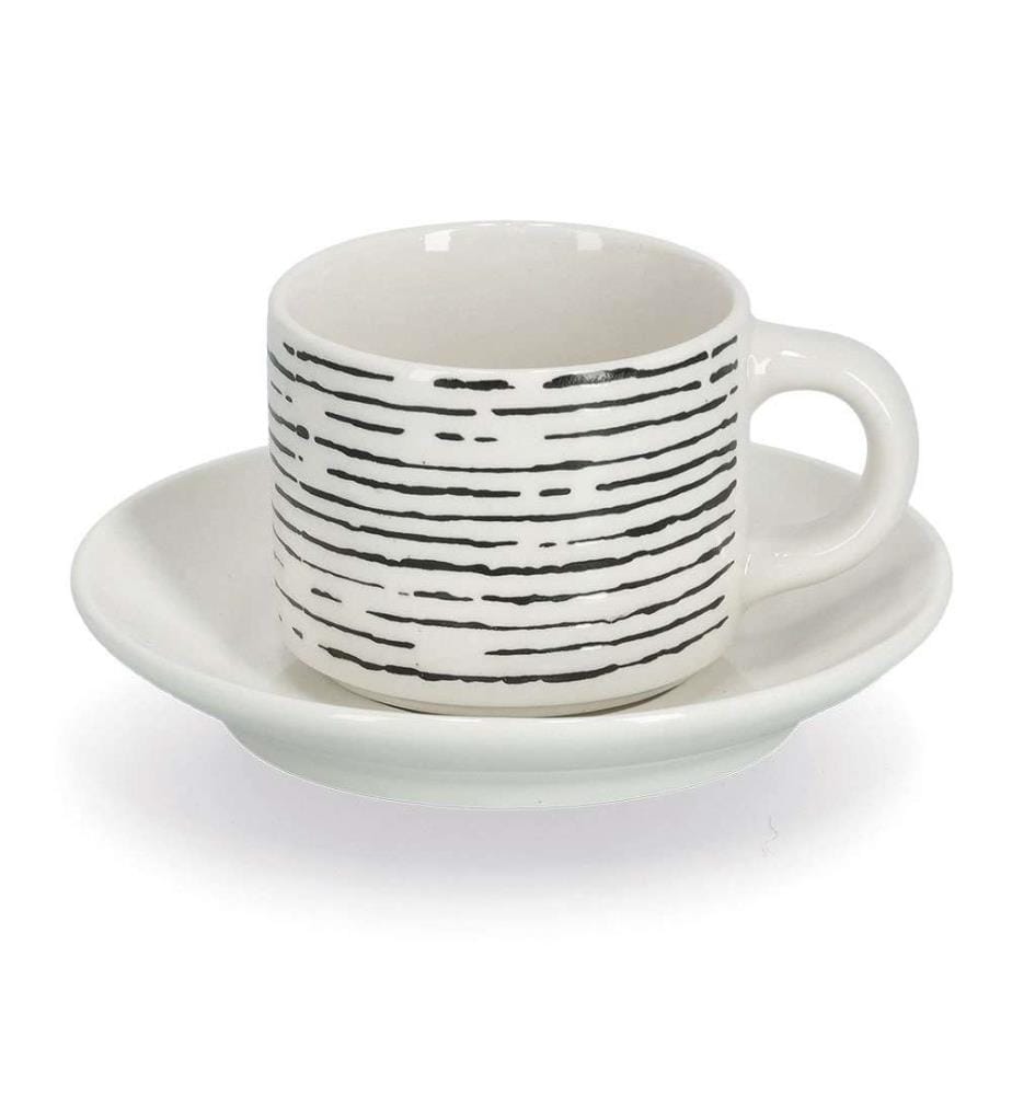 Espresso Set, 8 Pieces, Ceramic - Black and White
