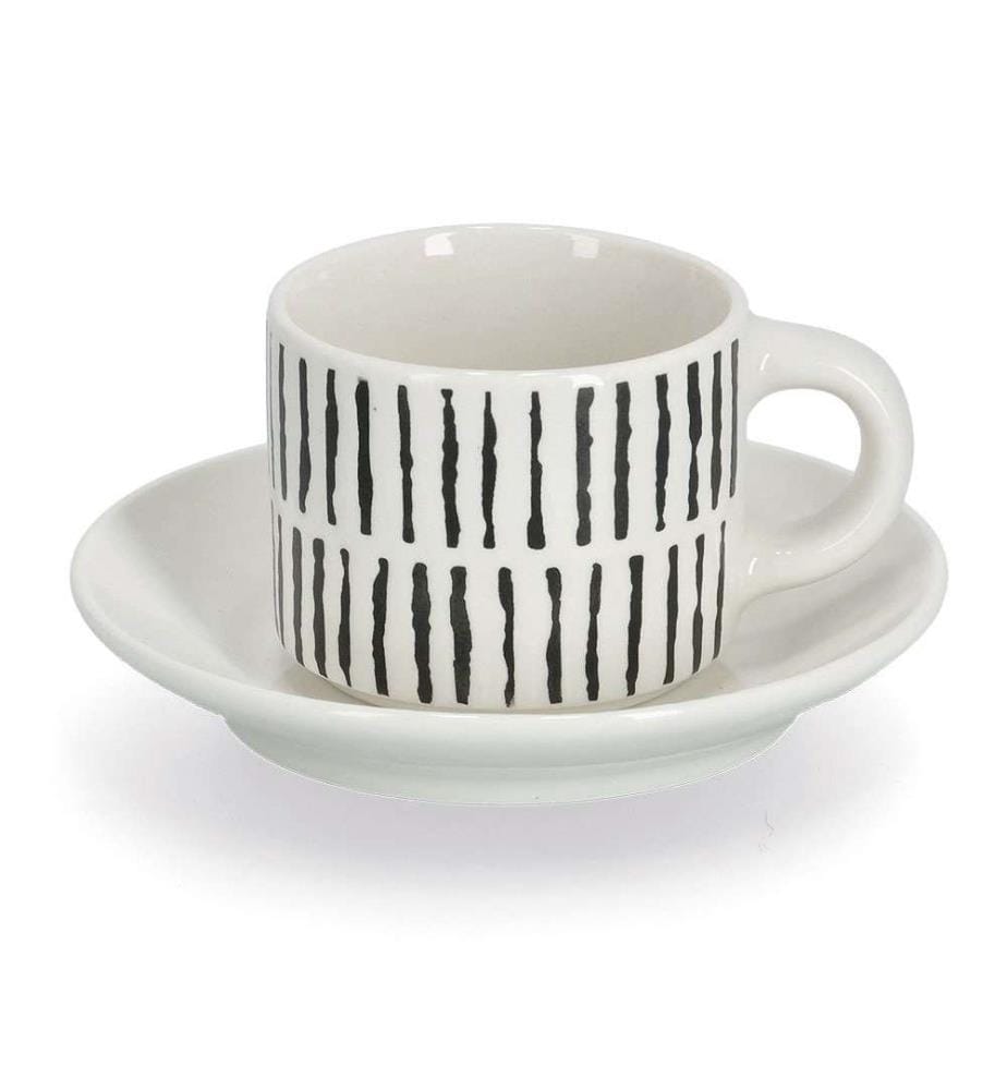 Espresso Set, 8 Pieces, Ceramic - Black and White