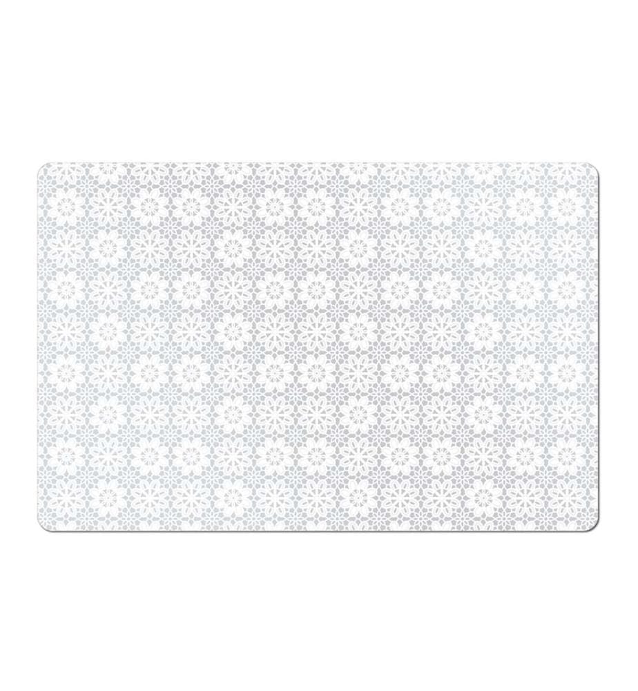 Placemat Flowers, plastic - White