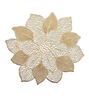 Placemat Flower, plastic - gold