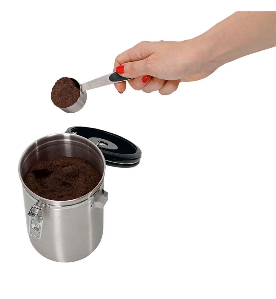 Barattolo da caffè con cucchiaio, 1700ml, acciaio inox/plastica - argento