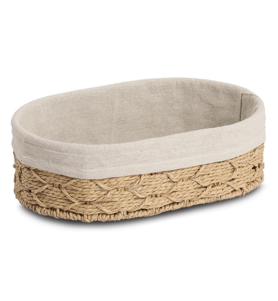 Bread basket with bag, woven paper/cotton