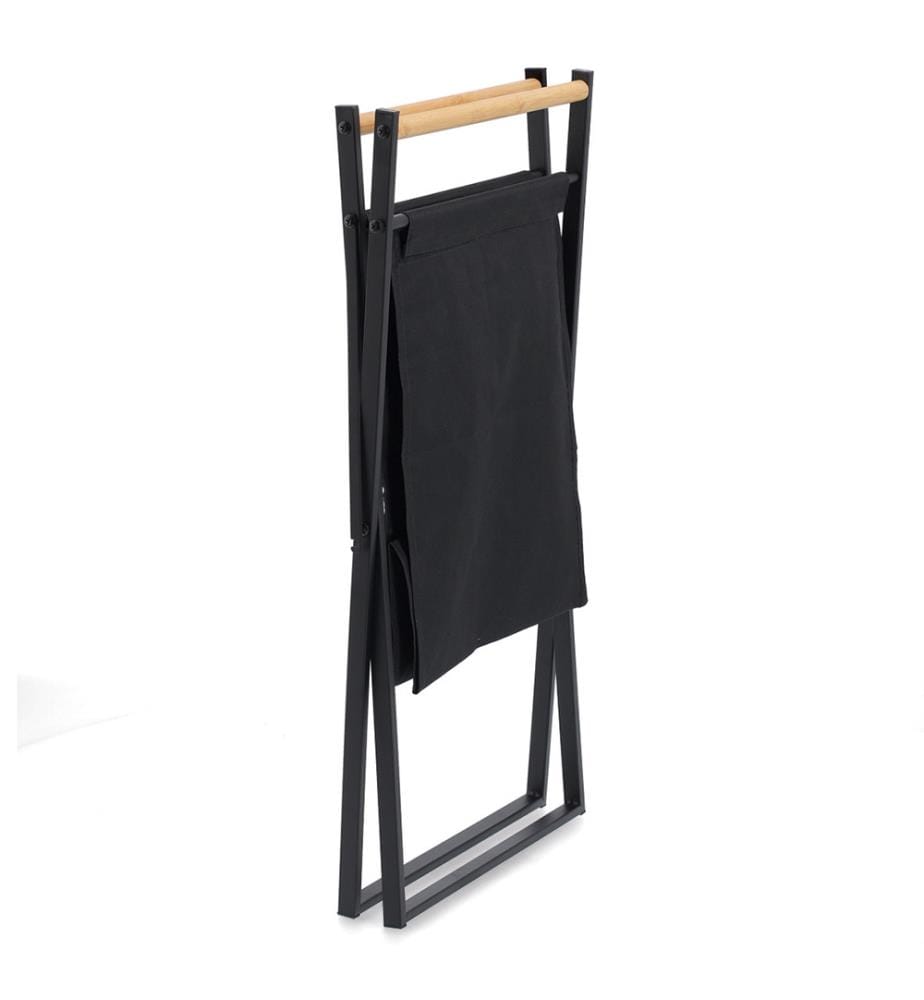 Laundry bin, metal/wood/polyester, black