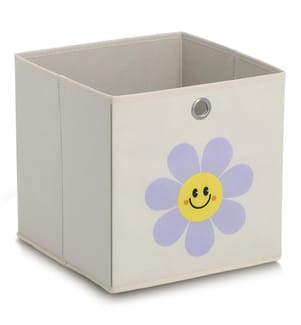 Happy Flower" storage box, fleece, cream