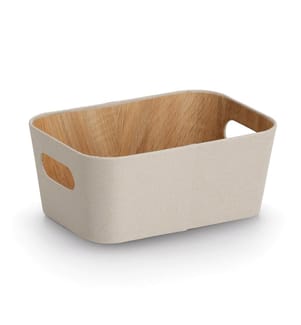 Storage box, cardboard/polyester, beige