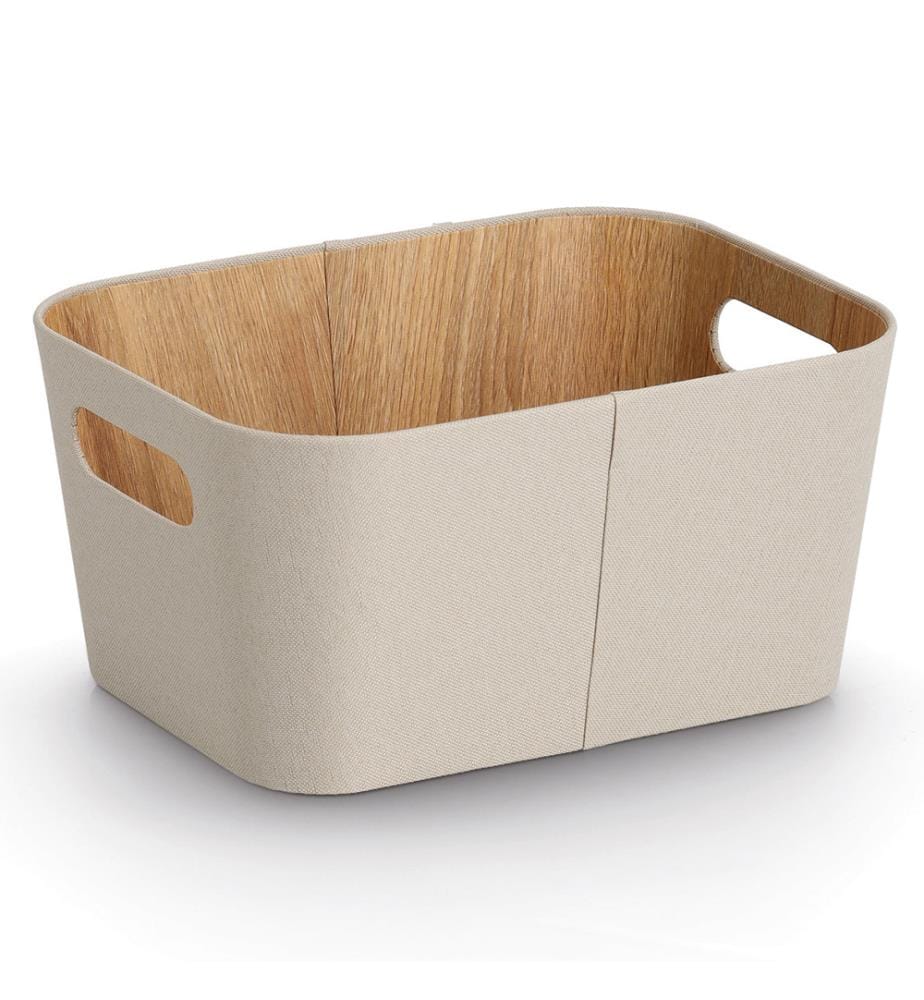 Storage box, cardboard/polyester, beige