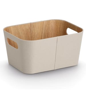 Storage box, cardboard/polyester, beige