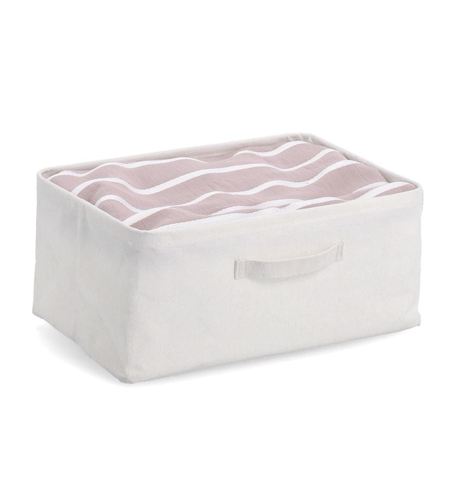 Storage box, polyester/cotton, cream