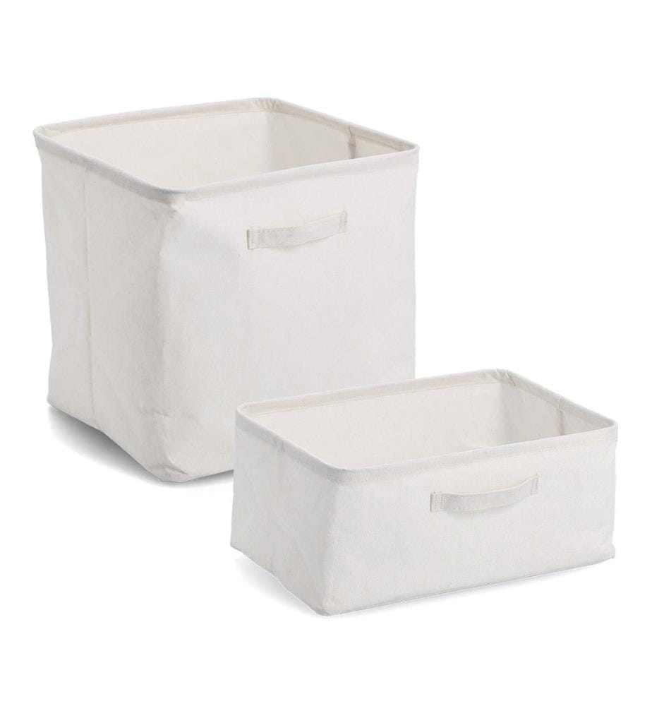 Storage box, polyester/cotton, cream