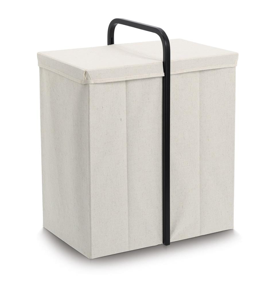 Laundry collector, polyester/bamboo, cream/black