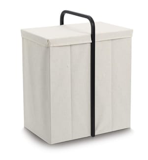 Laundry collector, polyester/bamboo, cream/black