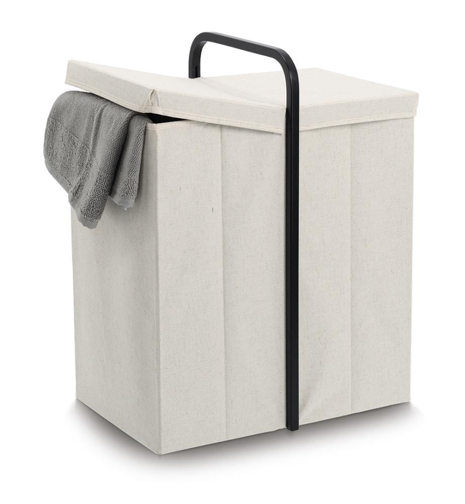 Laundry collector, polyester/bamboo, cream/black