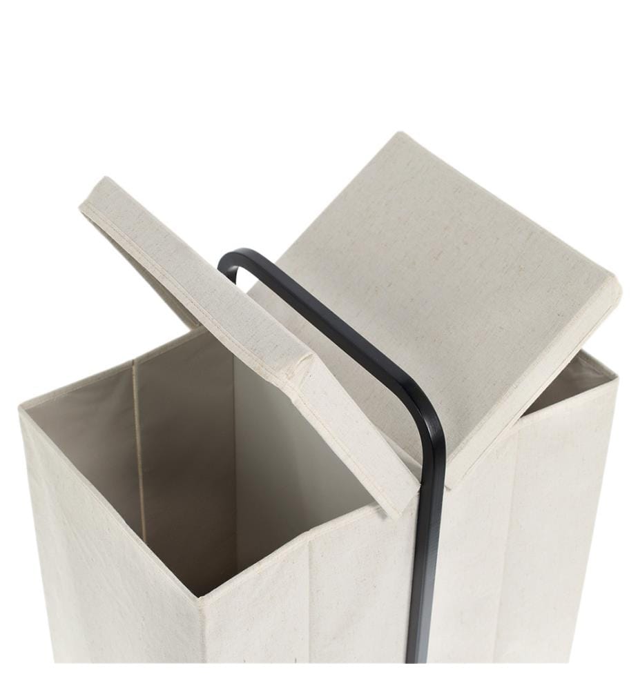 Laundry collector, polyester/bamboo, cream/black