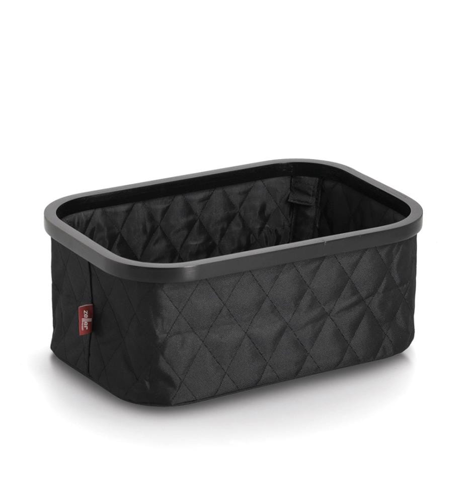 Storage basket, polyester/bamboo, black