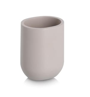Toothbrush mug, polyresin, greige
