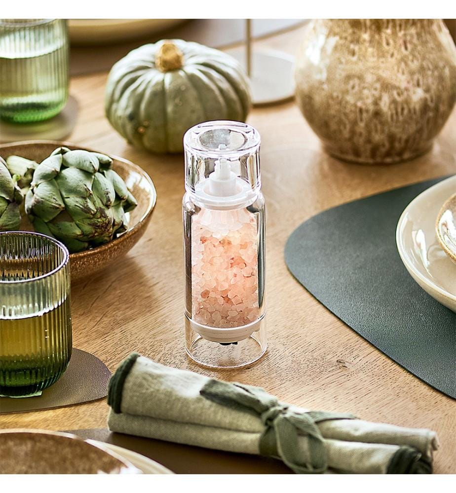 Salt/pepper mill, plastic, transparent