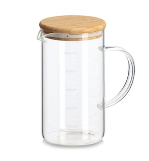 Measuring jug with bamboo lid, 1000 ml, glass