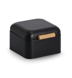 Bread bin, metal/bamboo, black