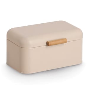 Bread bin, metal/bamboo, beige