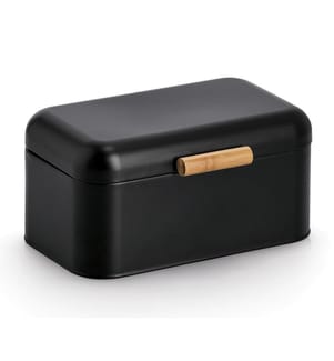 Bread bin, metal/bamboo, black