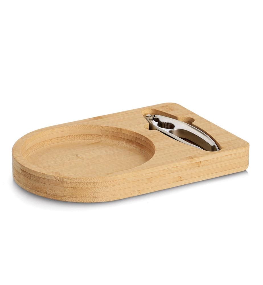 Nutcracker set, 2-piece, bamboo/metal