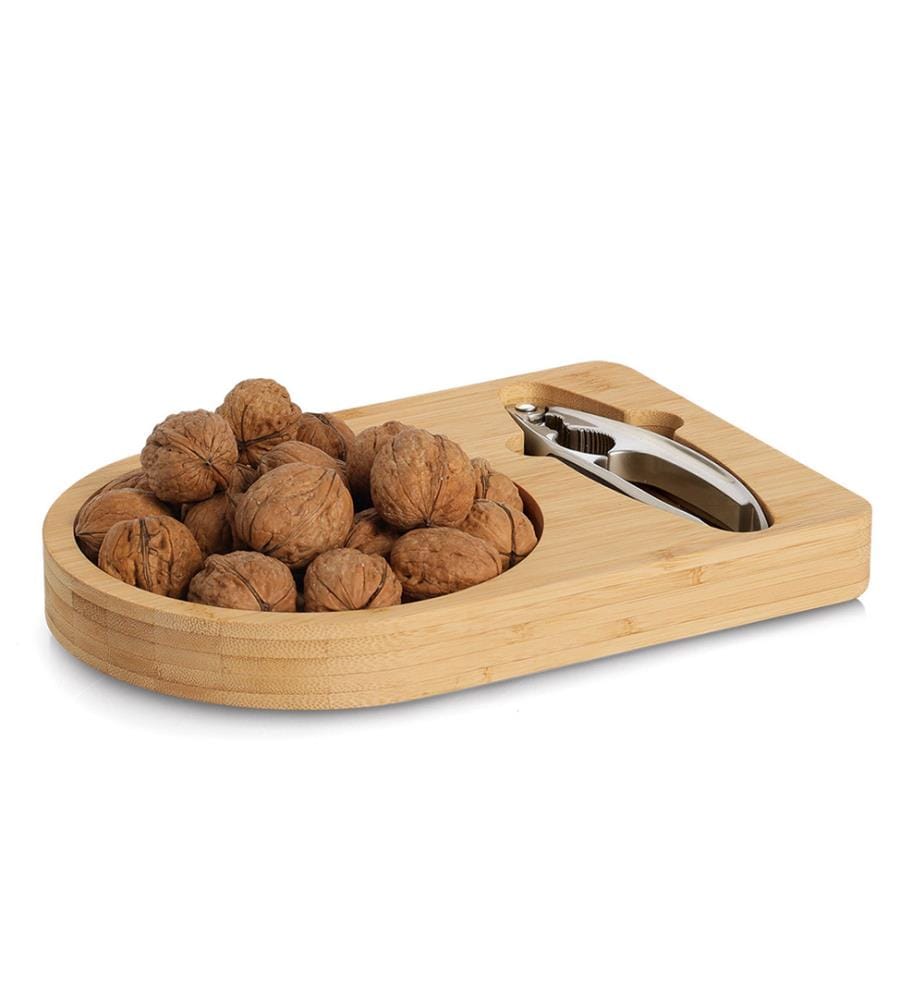 Nutcracker set, 2-piece, bamboo/metal