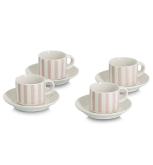 Espresso set "Stripes", 8 pcs, porcelain, beige/