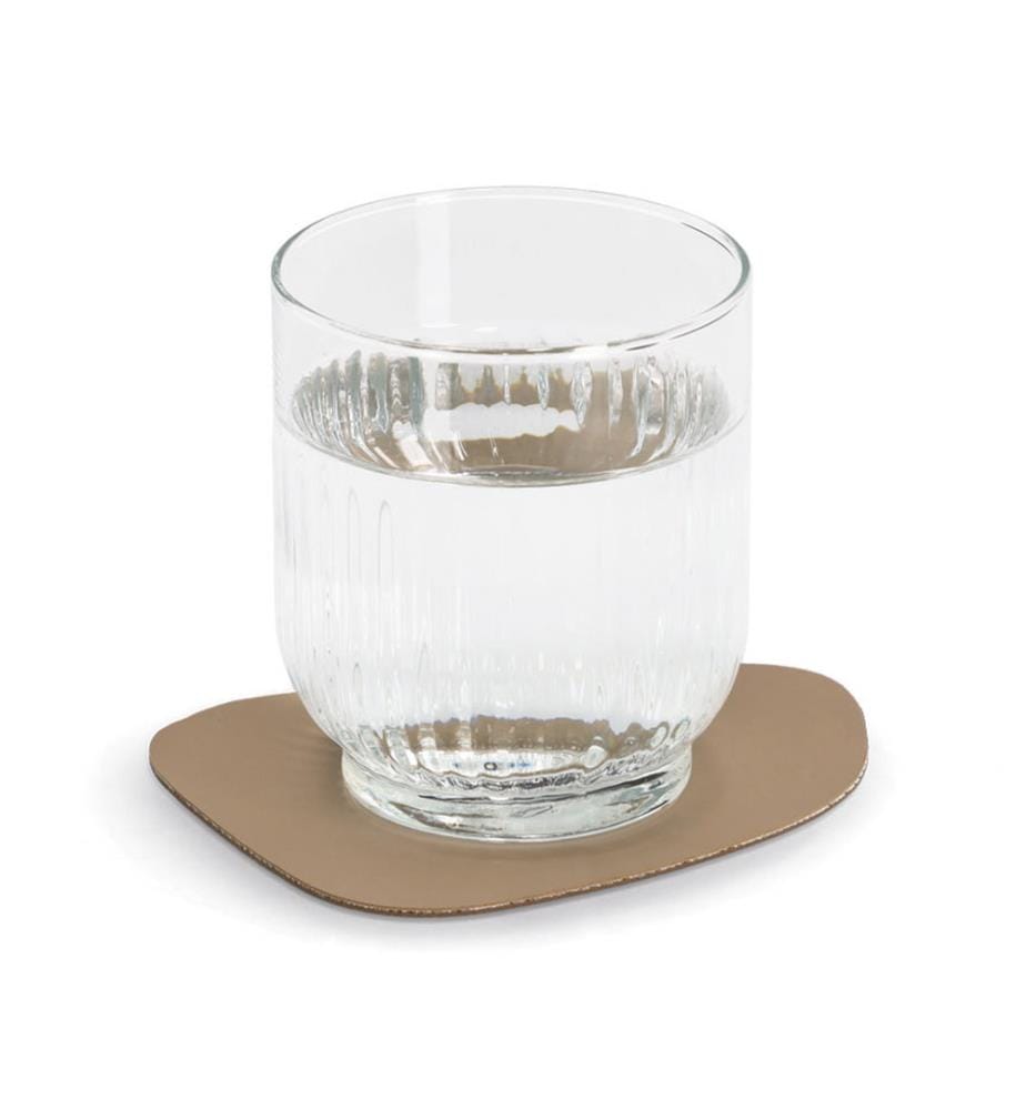 Glass coaster set "2 tone", 4-piece, imitation leather,