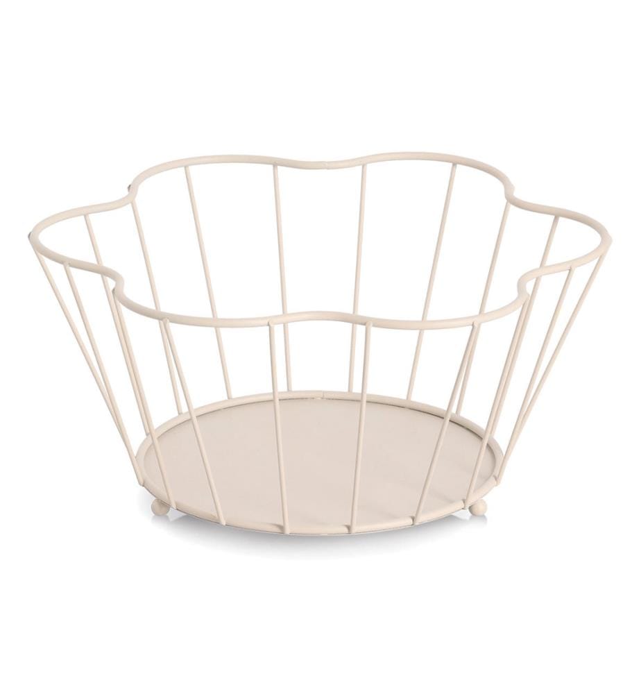 Fruit basket, metal, beige