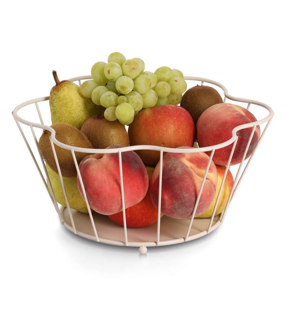 Fruit basket, metal, beige