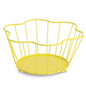 Fruit basket, metal, yellow